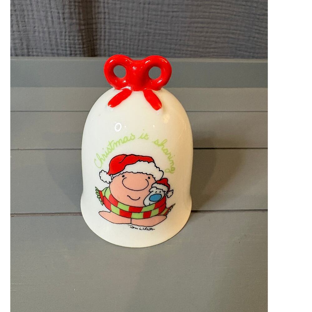 Vintage Ziggy Christmas Bell Ornament – Tom Wilson – Ceramic Holiday Decor